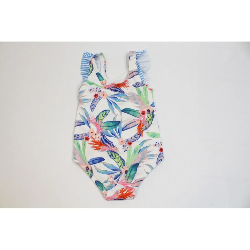 Outdoor Oasis Toddler Girls Tropical Floral Ruffle One Piece Swimsuit Size 4T